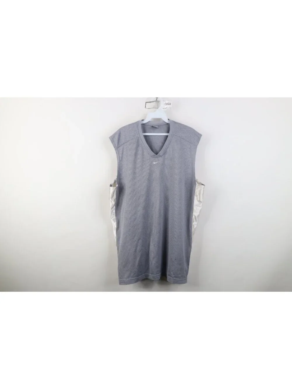 Vtg Y2K Nike Mens XL Travis Scott Center Swoosh Dazzle Mesh Muscle T-Shirt Gray